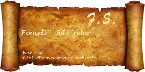 Fonyó Sándor névjegykártya